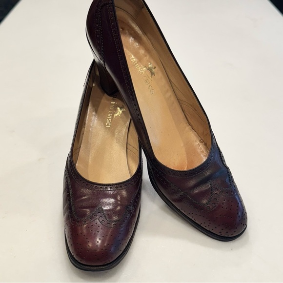 Tanino Crisci  Wingtip Heels Oxblood (Burgundy) Leather Sz 9 Handmade In Italy - Picture 2 of 13